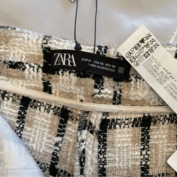 New Zara Highrise Tweed Plaid Fall Style Shorts - Picture 5 of 11